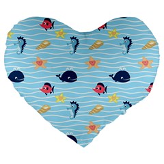 Fun Fish of the Ocean 19  Premium Heart Shape Cushion from ArtsNow.com Front