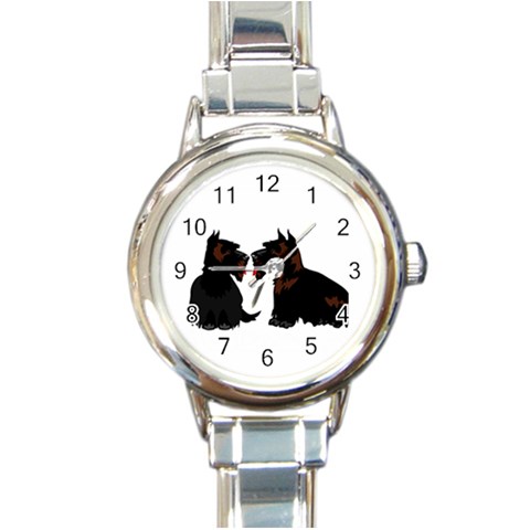 Scottish Terriers Round Italian Charm Watch from ArtsNow.com Front