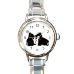 Scottish Terriers Round Italian Charm Watch