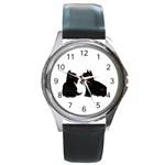 Scottish Terriers Round Metal Watch