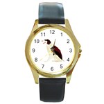 Afghan Hound Round Gold Metal Watch