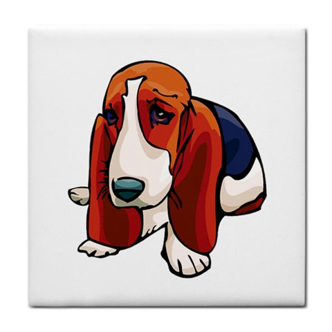 Basset Hound Tile Coaster from ArtsNow.com Front