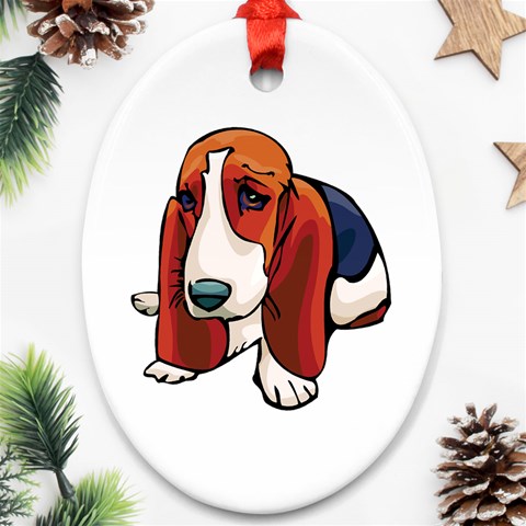 Basset Hound Ornament (Oval) from ArtsNow.com Front