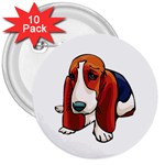 Basset Hound 3  Button (10 pack)