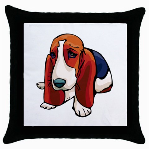 Basset Hound Throw Pillow Case (Black) from ArtsNow.com Front