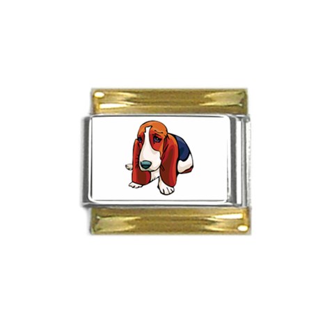 Basset Hound Gold Trim Italian Charm (9mm) from ArtsNow.com Front