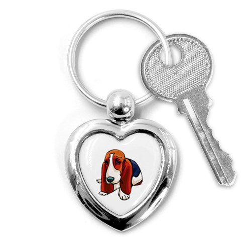 Basset Hound Key Chain (Heart) from ArtsNow.com Front