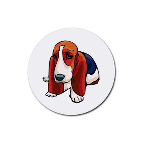 Basset Hound Rubber Round Coaster (4 pack) from ArtsNow.com Front