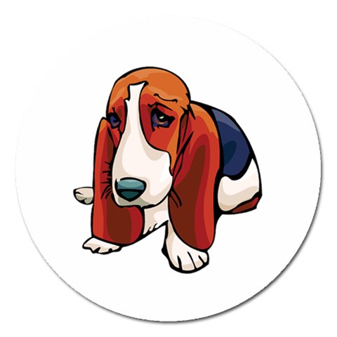 Basset Hound Magnet 5  (Round) from ArtsNow.com Front