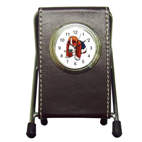 Basset Hound Pen Holder Desk Clock from ArtsNow.com Front