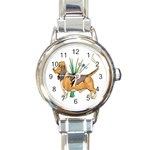 Basset Hound Round Italian Charm Watch