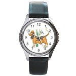 Basset Hound Round Metal Watch