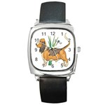 Basset Hound Square Metal Watch