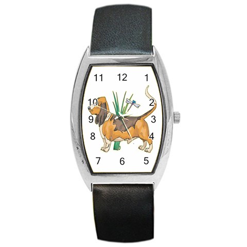 Basset Hound Barrel Style Metal Watch from ArtsNow.com Front