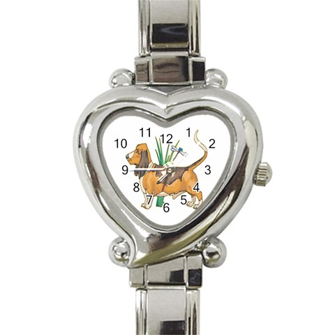 Basset Hound Heart Italian Charm Watch from ArtsNow.com Front