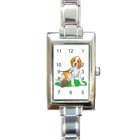 Beagle Rectangular Italian Charm Watch from ArtsNow.com Front