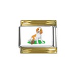 Beagle Gold Trim Italian Charm (9mm)