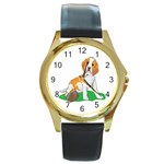 Beagle Round Gold Metal Watch