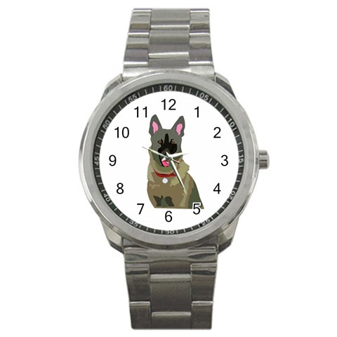 Belgian Malinios Sport Metal Watch from ArtsNow.com Front