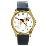 Bloodhound Round Gold Metal Watch