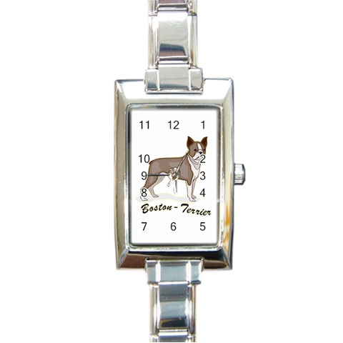 Boston Terrier Rectangular Italian Charm Watch from ArtsNow.com Front