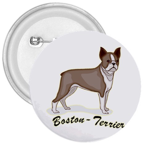 Boston Terrier 3  Button from ArtsNow.com Front