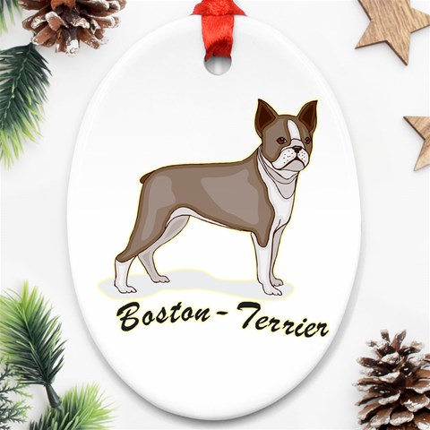 Boston Terrier Ornament (Oval) from ArtsNow.com Front