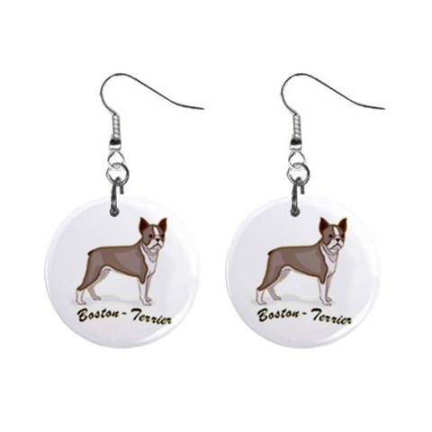 Boston Terrier 1  Button Earrings from ArtsNow.com Front