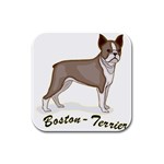 Boston Terrier Rubber Square Coaster (4 pack)