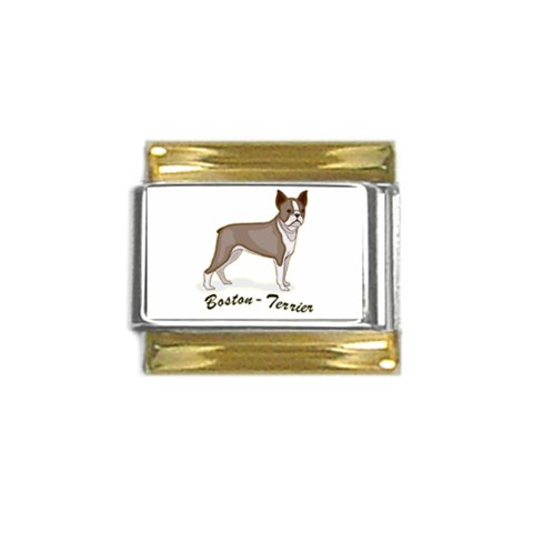 Boston Terrier Gold Trim Italian Charm (9mm) from ArtsNow.com Front