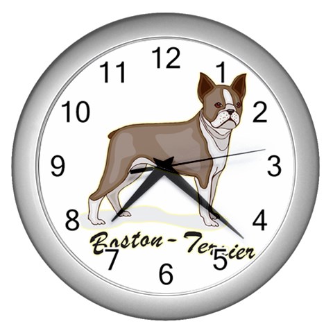 Boston Terrier Wall Clock (Silver) from ArtsNow.com Front