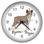 Boston Terrier Wall Clock (Silver)