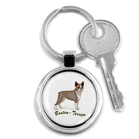 Boston Terrier Key Chain (Round) from ArtsNow.com Front