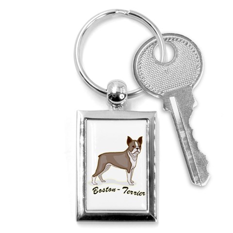 Boston Terrier Key Chain (Rectangle) from ArtsNow.com Front