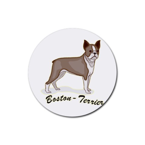 Boston Terrier Rubber Coaster (Round) from ArtsNow.com Front