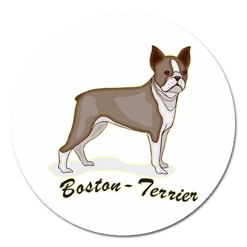 Boston Terrier Magnet 5  (Round) from ArtsNow.com Front