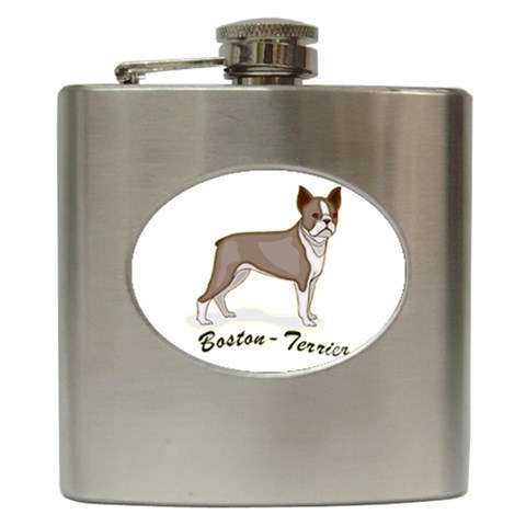 Boston Terrier Hip Flask (6 oz) from ArtsNow.com Front