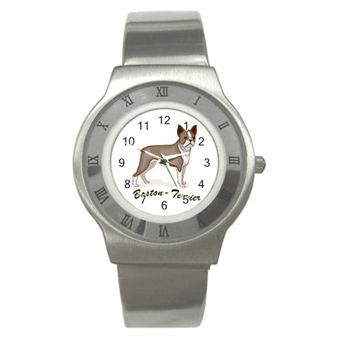 Boston Terrier Stainless Steel Watch from ArtsNow.com Front