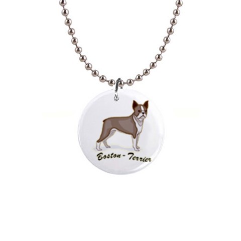 Boston Terrier 1  Button Necklace from ArtsNow.com Front