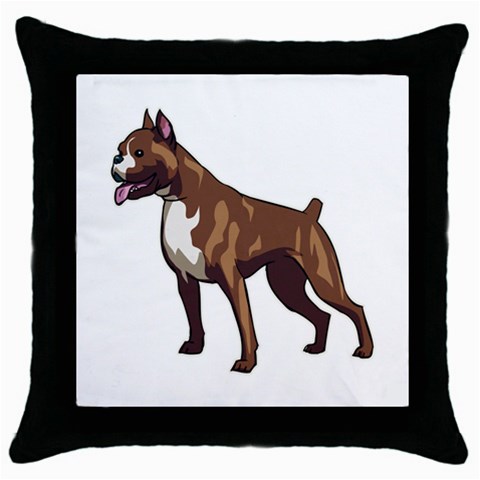 Boxer Throw Pillow Case (Black) from ArtsNow.com Front