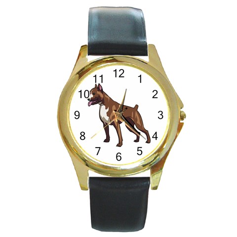 Boxer Round Gold Metal Watch from ArtsNow.com Front