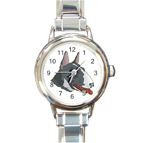 Bull Terrier Round Italian Charm Watch from ArtsNow.com Front