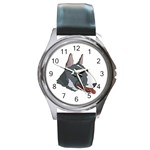 Bull Terrier Round Metal Watch