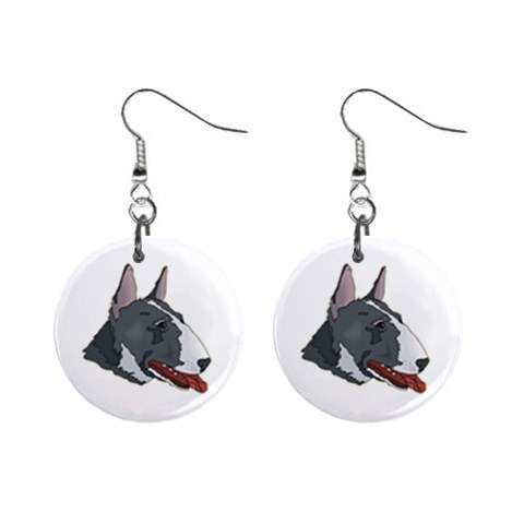 Bull Terrier 1  Button Earrings from ArtsNow.com Front