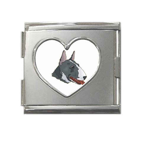 Bull Terrier Mega Link Heart Italian Charm (18mm) from ArtsNow.com Front