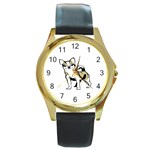 Chihuahua Round Gold Metal Watch