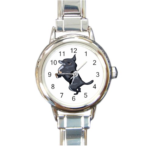 Chihuahua Round Italian Charm Watch from ArtsNow.com Front