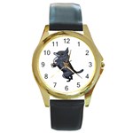 Chihuahua Round Gold Metal Watch