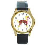 Chinese Crested Round Gold Metal Watch