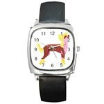 Chinese Crested Square Metal Watch